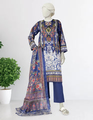 BLUE LAWN EMBROIDERED 3PC STITCHED