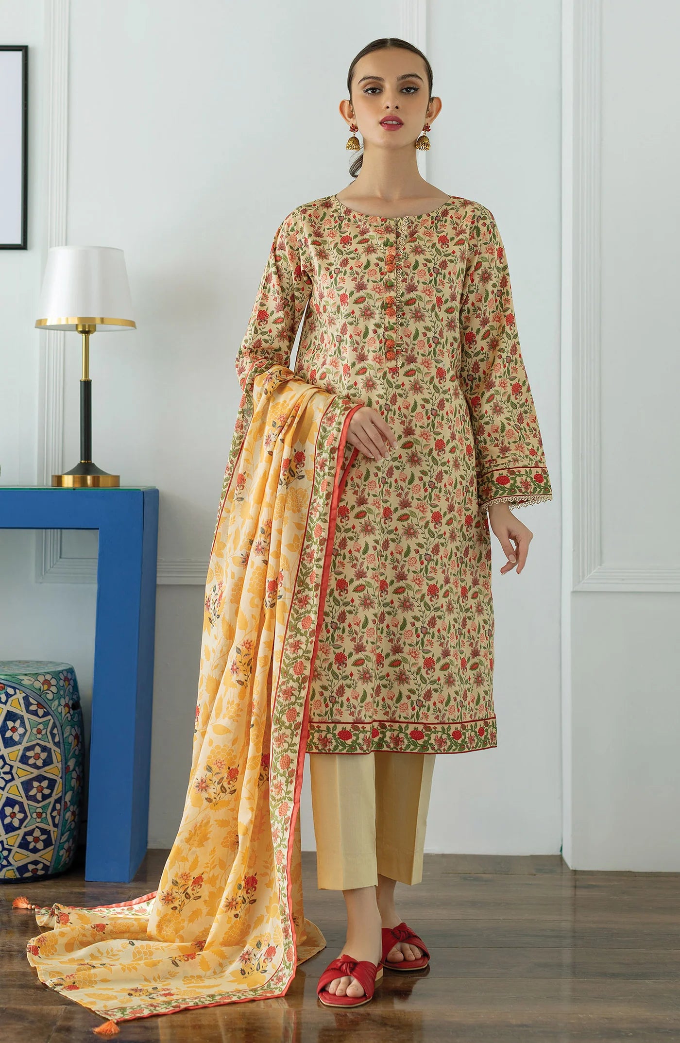 Orient 3 Piece Printed Lawn Shirt , Lawn Pant and Lawn Dupatta - 23049
