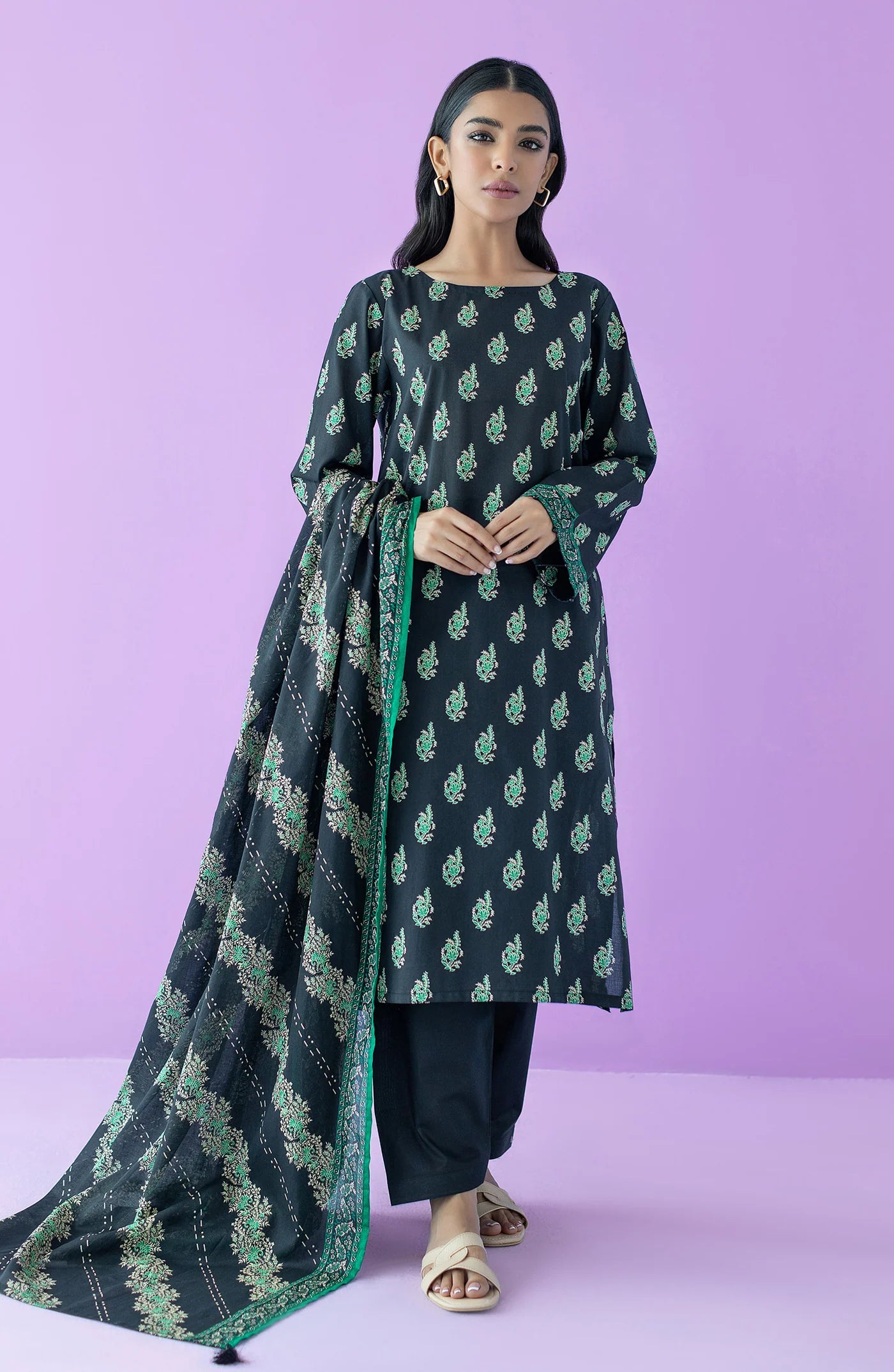 Orient 3 Piece Printed Lawn Shirt , Lawn Pant and Lawn Dupatta - 23185