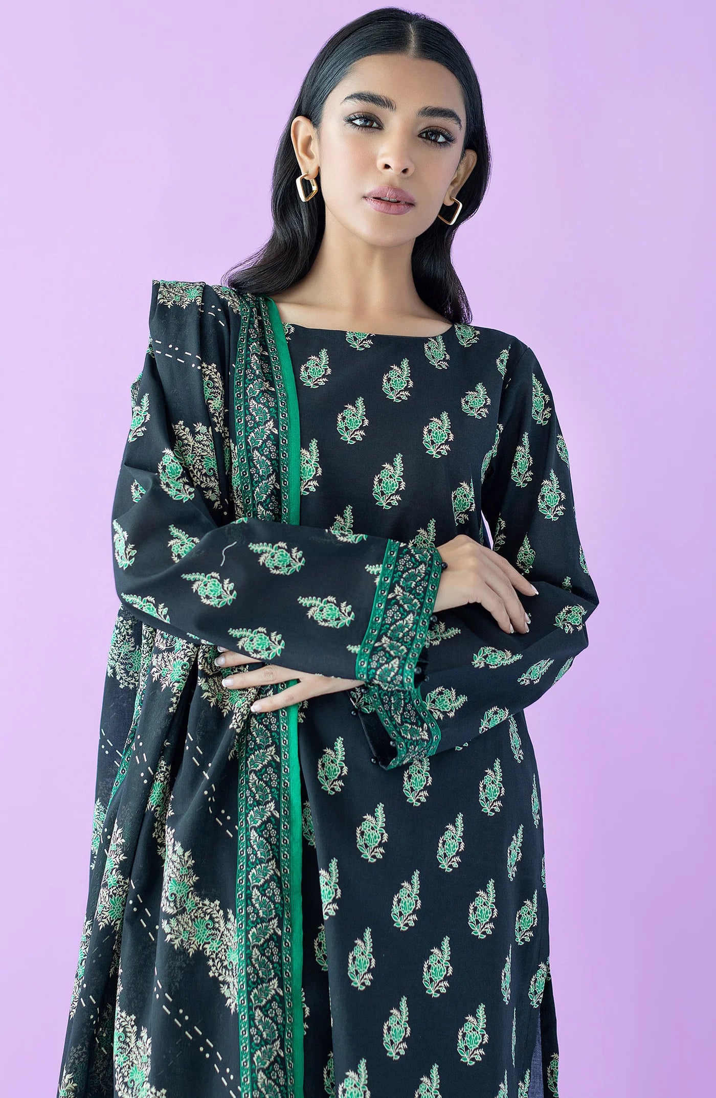 Orient 3 Piece Printed Lawn Shirt , Lawn Pant and Lawn Dupatta - 23185
