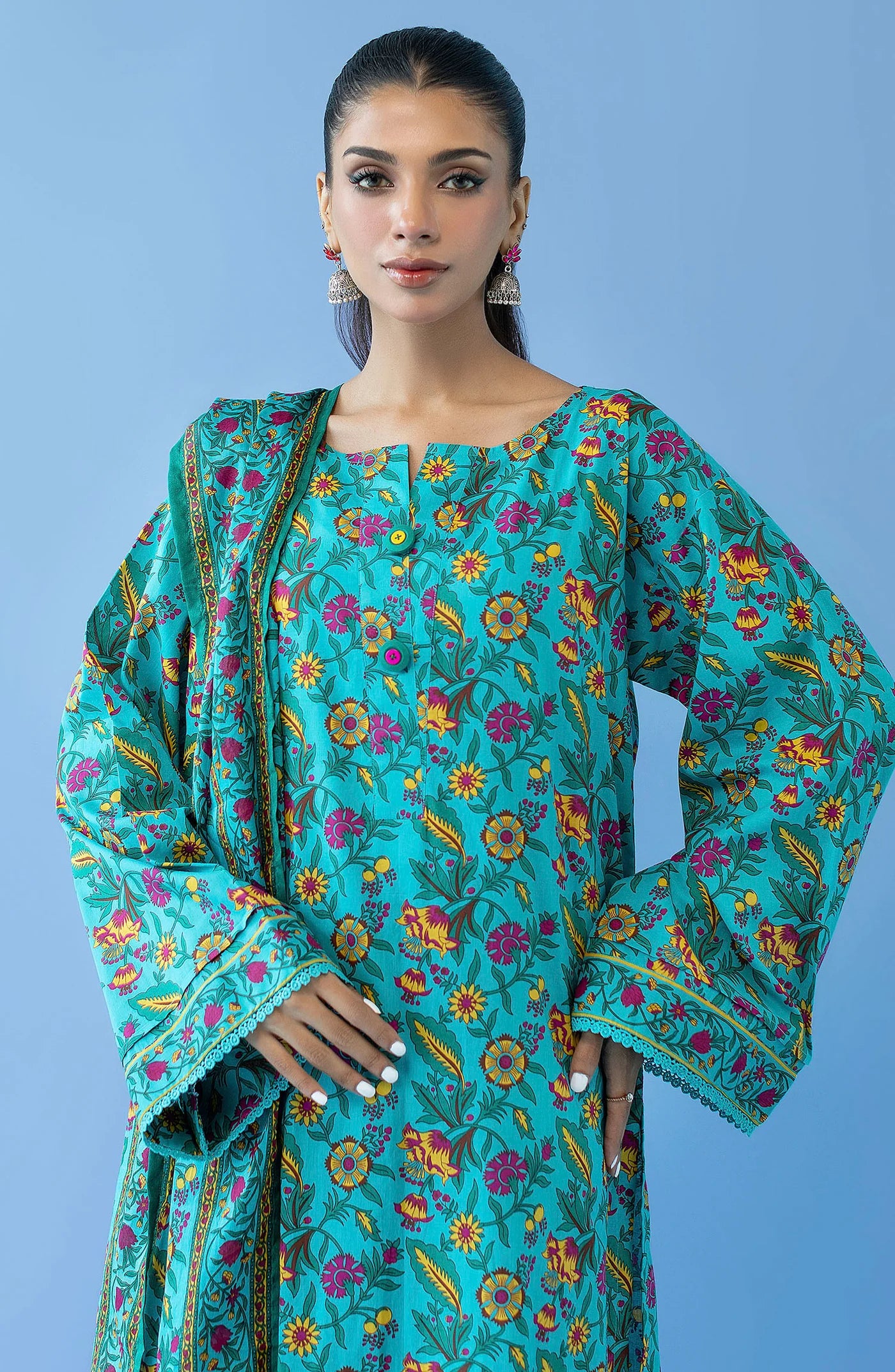 Orient 3 Piece Printed Lawn Shirt , Lawn Pant and Lawn Dupatta - 23288