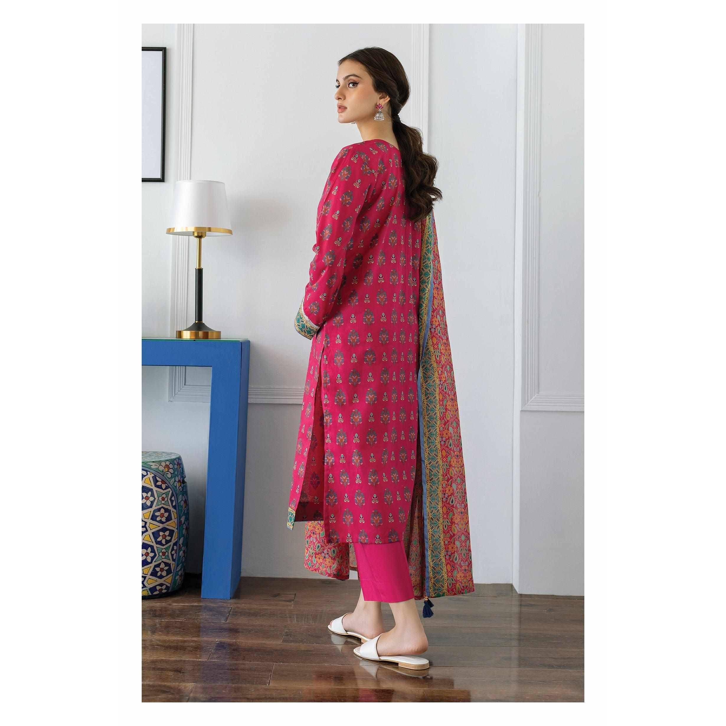 Orient 3 Piece Printed Lawn Shirt , Lawn Pant and Lawn Dupatta - 23001