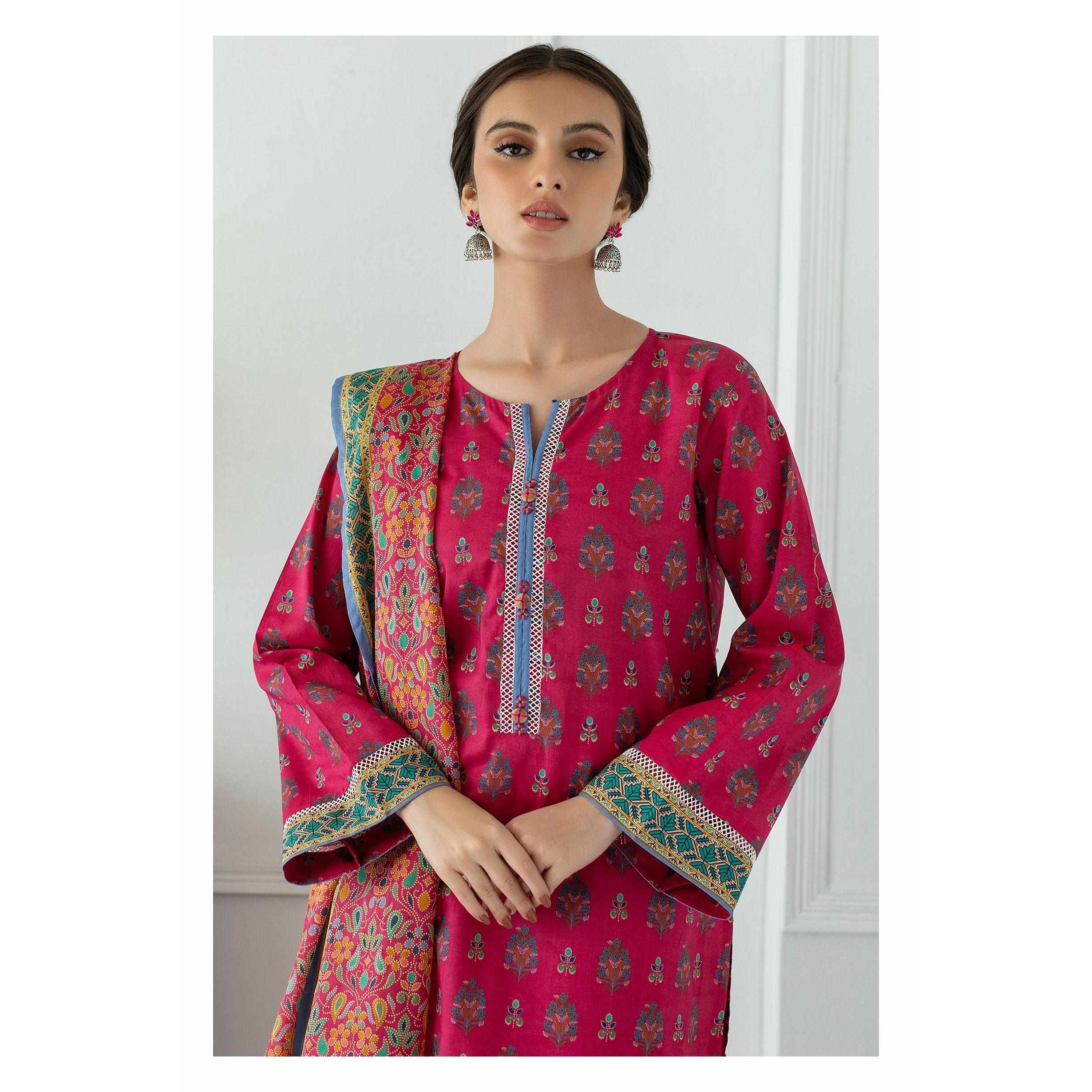 Orient 3 Piece Printed Lawn Shirt , Lawn Pant and Lawn Dupatta - 23001
