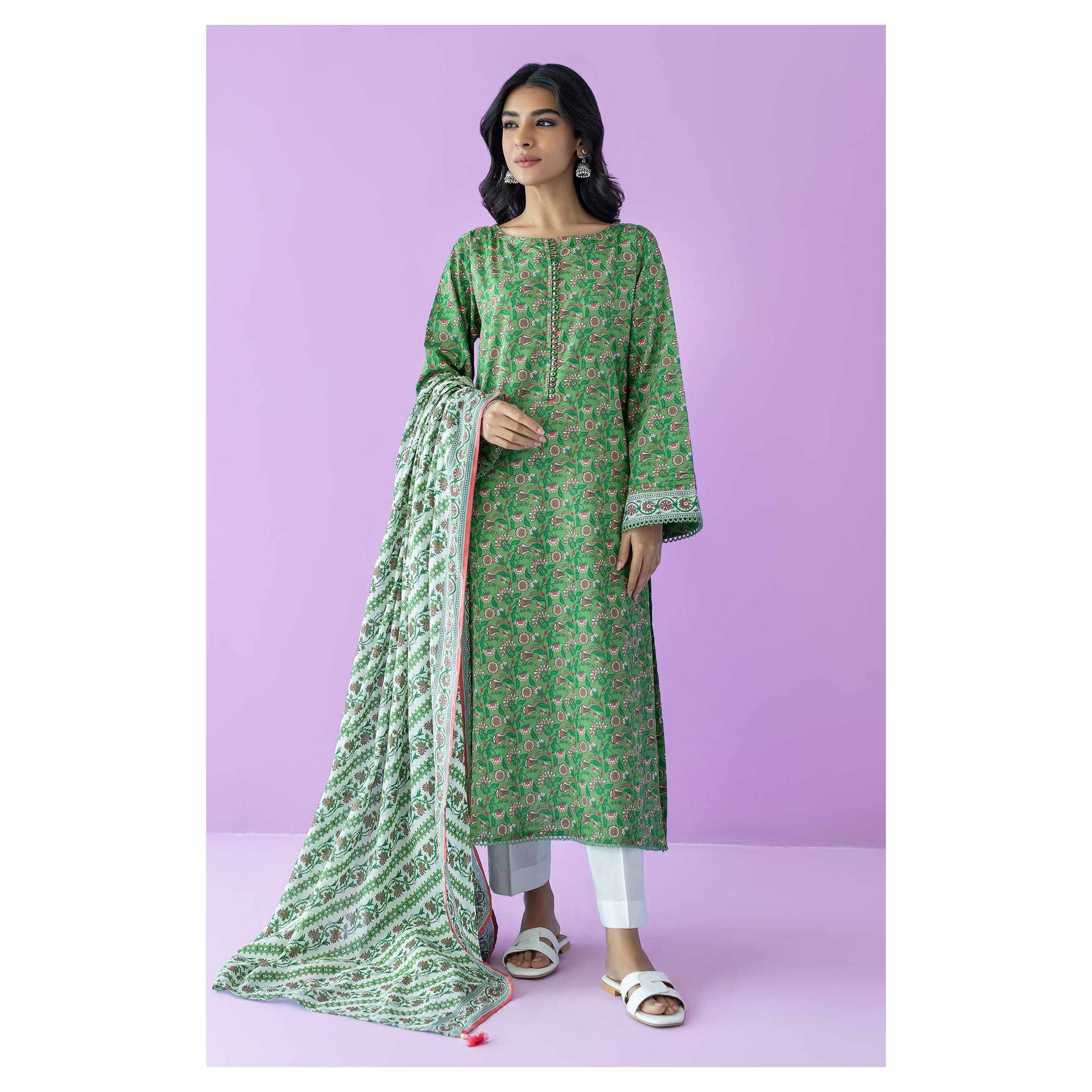 Orient 3 Piece Printed Lawn Shirt , Lawn Pant and Lawn Dupatta - 25541