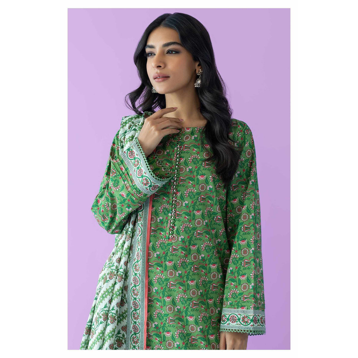 Orient 3 Piece Printed Lawn Shirt , Lawn Pant and Lawn Dupatta - 25541